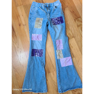 Shein XS patchwork flare jeans